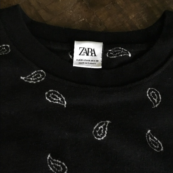 ZARA Women’s Crewneck Sweatshirt Black Bandanna Paisley Print Size Small - Picture 9 of 12